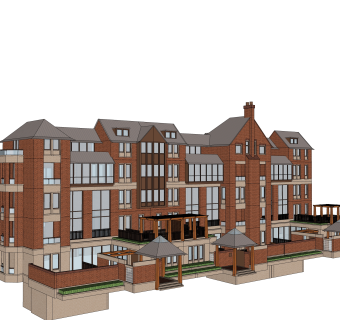 欧式别墅外观草图大师模型，SU模型免费下载