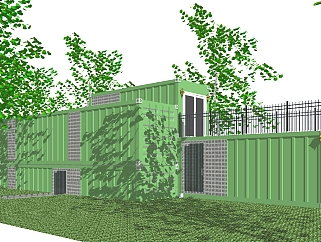 工业风集装箱住宅草图大师模型，集装箱住宅sketchup模型免费下载