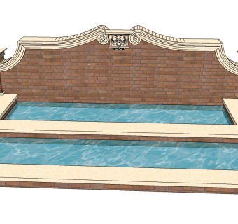 现代景观墙sketchup模型下载，景观墙草图大师模型