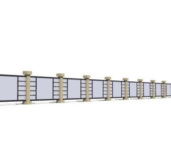 欧式景观墙围墙草图大师模型，景观墙围墙sketchup模型下载