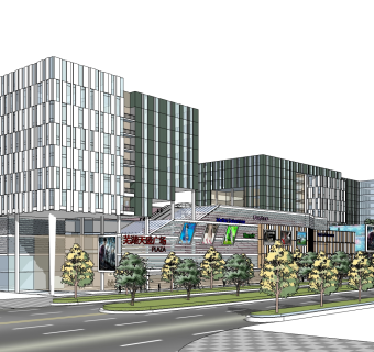 现代办公楼草图大师模型，办公楼sketchup模型免费下载