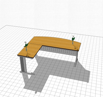 现代简约办公桌su模型，办公桌草图大师模型下载
