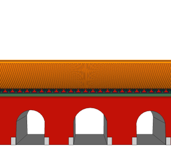 中式城门草图大师模型下载、城门su模型下载
