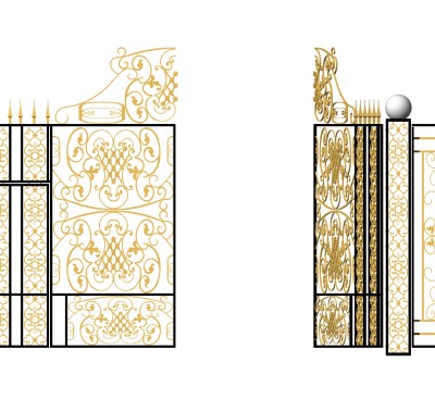欧式铁艺大门草图大师模型，铁艺大门SKB文件下载