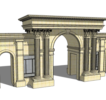 欧式入口大门sketchup模型下载，入口大门skb模型分享