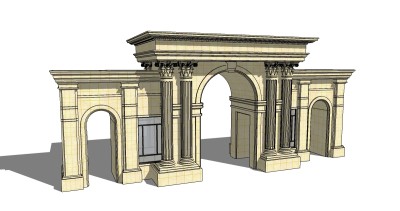 欧式入口大门sketchup模型下载，入口大门skb模型分享