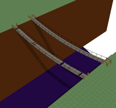 吊桥草图大师模型免费下载，sketchup吊桥su模型分享