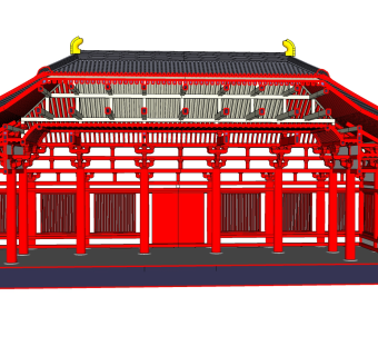 中式大门门头草图大师模型，大门门头sketchup模型免费下载