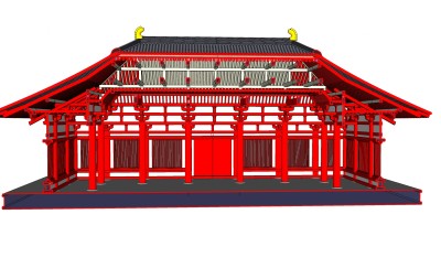 中式大门门头草图大师模型，大门门头sketchup模型免费下载