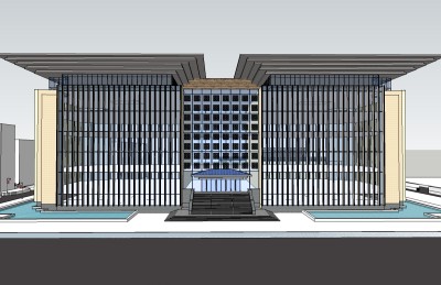 新中式图书柜草图大师模型，图书柜sketchup模型免费下载