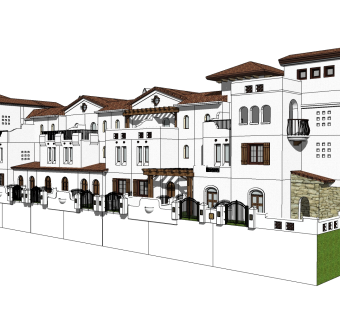 欧式别墅外观草图大师模型，别墅外观sketchup模型免费下载