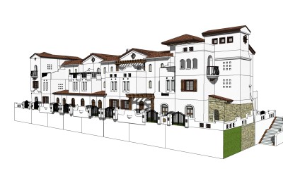 欧式别墅外观草图大师模型，别墅外观sketchup模型免费下载