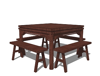 <em>中式餐桌</em>椅免费su模型，餐桌椅skp模型下载