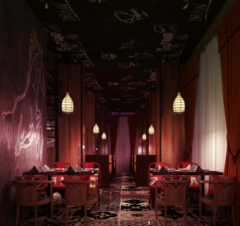 复古特色餐厅全套CAD施工图，餐厅CAD建筑工程图纸下载