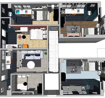 整套公寓房设计sketchup模型下载