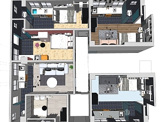 整套公寓房设计sketchup模型下载