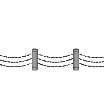 现代铁索护栏su模型下载、铁索护栏草图大师模型下载