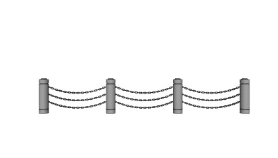 现代铁索护栏su模型下载、铁索护栏草图大师模型下载