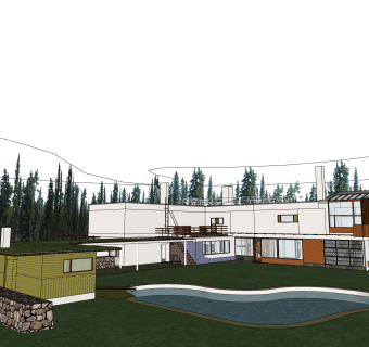 现代度假独栋别墅草图大师模型下载，独栋别墅sketchup模型
