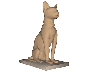 斯芬克斯猫雕塑su模型,摆件草图大师模型下载