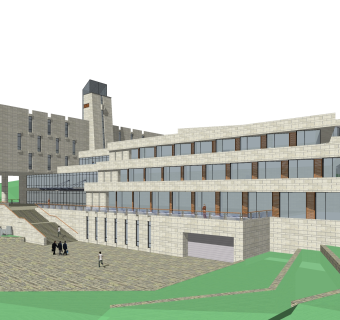 现代办公楼草图大师模型，办公楼sketchup模型下载