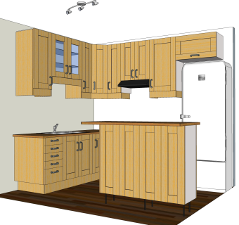 美式橱柜sketchup模型，橱柜草图大师模型下载