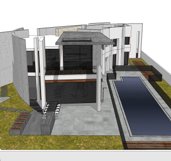 现代风格别墅草图大师模型下载，别墅SKP模型下载