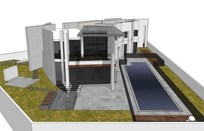 现代风格别墅草图大师模型下载，别墅SKP模型下载