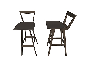现代<em>实木吧椅</em>草图大师模型，现代固定吧椅sketchup模型...