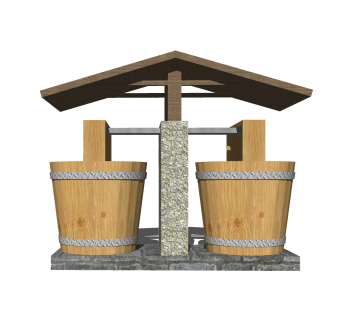 中式水桶小品草图大师模型，水桶小品sketchup模型免费下载