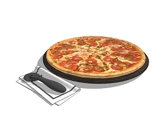 现代披萨草图大师模型，食品sketchup模型下载