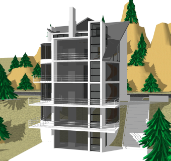 现代别墅外观草图大师模型，别墅外观sketchup模型免费下载