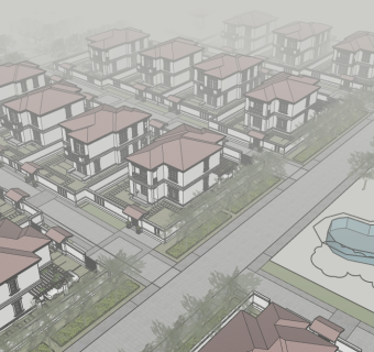 欧式连排别墅su模型免费下载，sketchup别墅草图大师模型