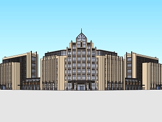 新古典办公楼草图大师模型，办公楼sketchup模型