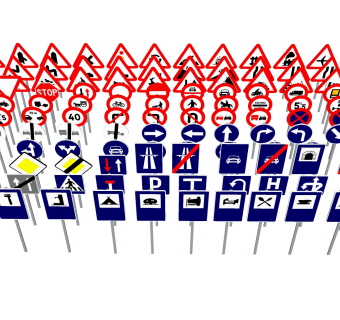 现代交通指示牌SU模型，交通指示牌SKP模型下载