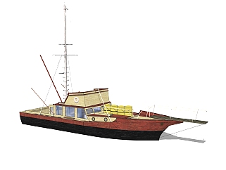 现代大型渔船skb文件，货船草图大师模型下载