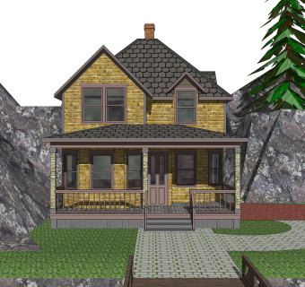 美式别墅草图大师模型，别墅SKB文件下载