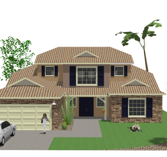 美式别墅草图大师模型，别墅SKB文件下载