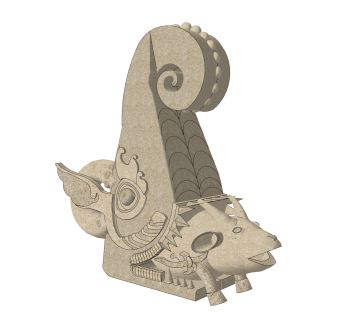 中国古代神兽鸱吻雕塑su模型,摆件草图大师模型下载