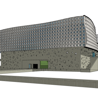 现代办公楼草图大师模型，办公楼sketchup模型免费下载