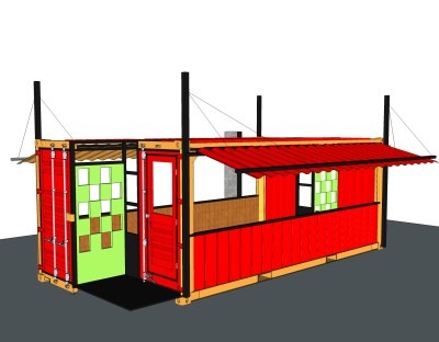 现代集装箱活动房su模型，集装箱住宅草图大师模型下载