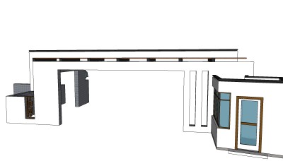 现代大门入口su模型下载、入口大门草图大师模型下载