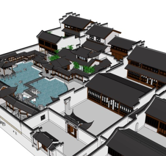 传统精品中式建筑su模型集下载