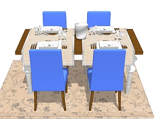 现代<em>简约餐桌</em>椅草图大师模型，餐桌椅skb文件