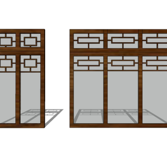 中式窗草图大师模型，窗户sketchup模型下载