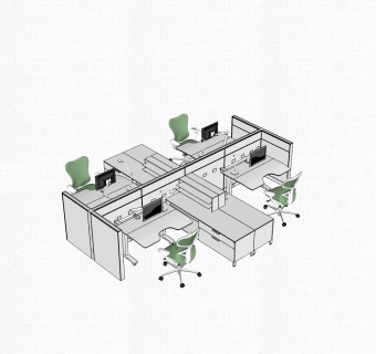 现代办公桌sketchup模型，办公桌su模型下载