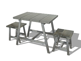 中式餐桌su模型，简易桌子家用<em>餐桌椅</em>草图大师下载
