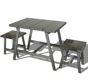 中式餐桌su模型，简易桌子家用餐桌椅草图大师下载