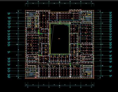 现代简约办公空间室内机电暖通给排水施工图纸CAD图纸