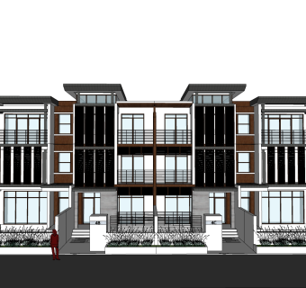 现代简约独栋别墅草图大师模型下载，独栋别墅sketchup模型
